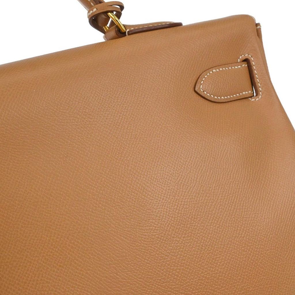 Preowned Authentic Hermes Kelly Handbag Brown Courchevel with Gold Hardware 40