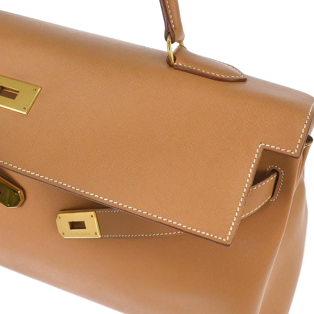 Preowned Authentic Hermes Kelly Handbag Brown Courchevel with Gold Hardware 40