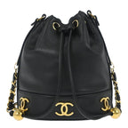 Preowned Authentic Chanel Vintage CC Drawstring Bucket Bag