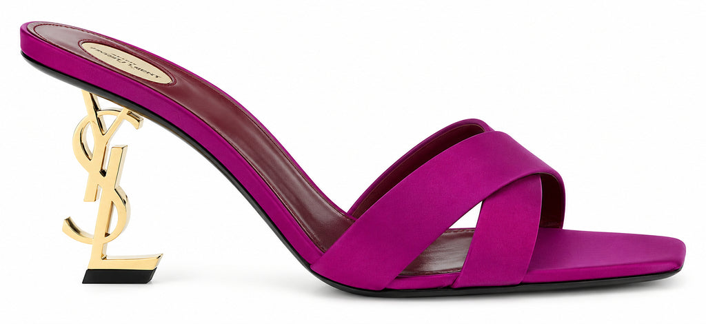 Authentic Saint Laurent Fuchsia Viscose Stiletto Heel Sandals.