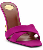 Authentic Saint Laurent Fuchsia Viscose Stiletto Heel Sandals.