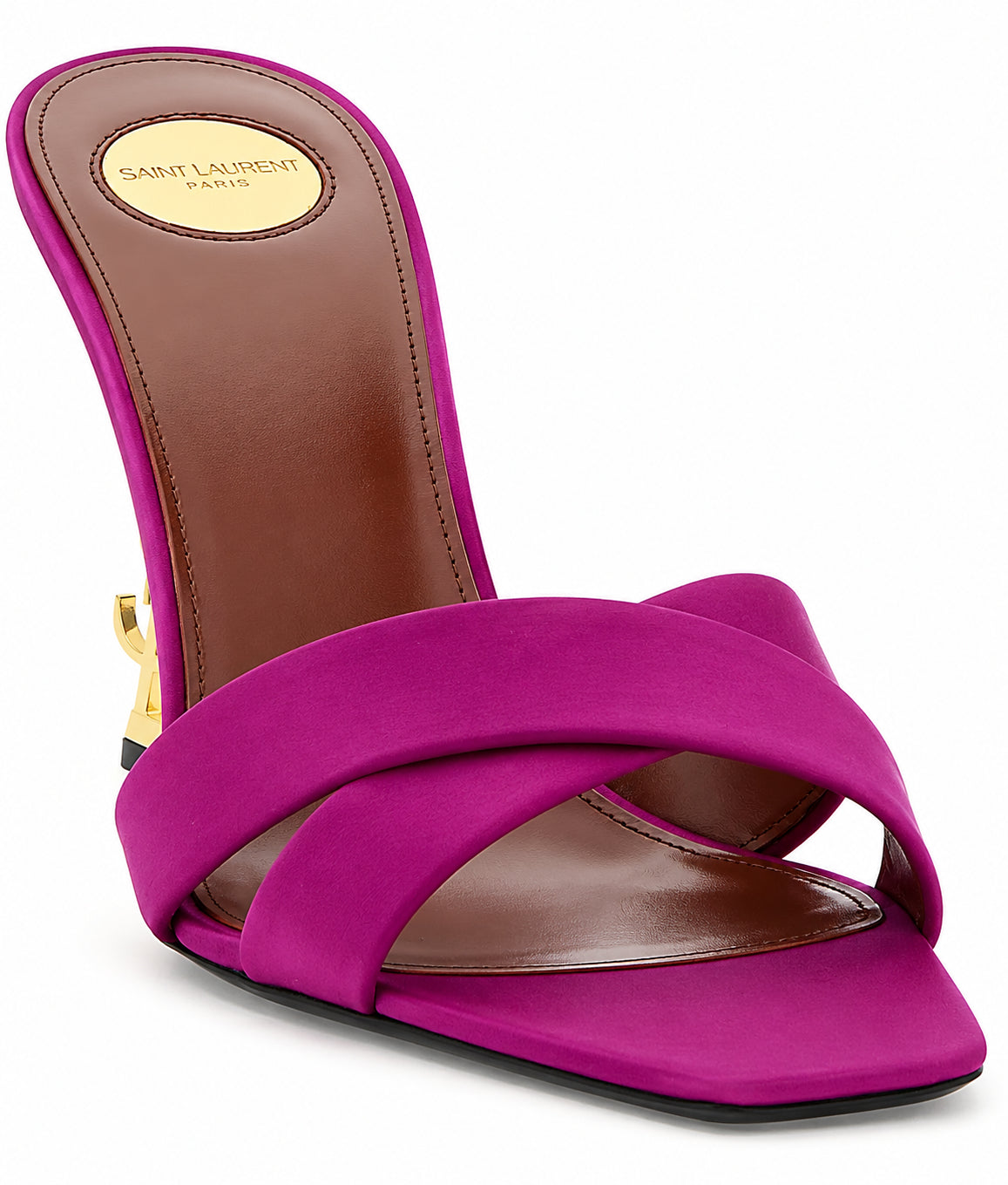 Authentic Saint Laurent Fuchsia Viscose Stiletto Heel Sandals.
