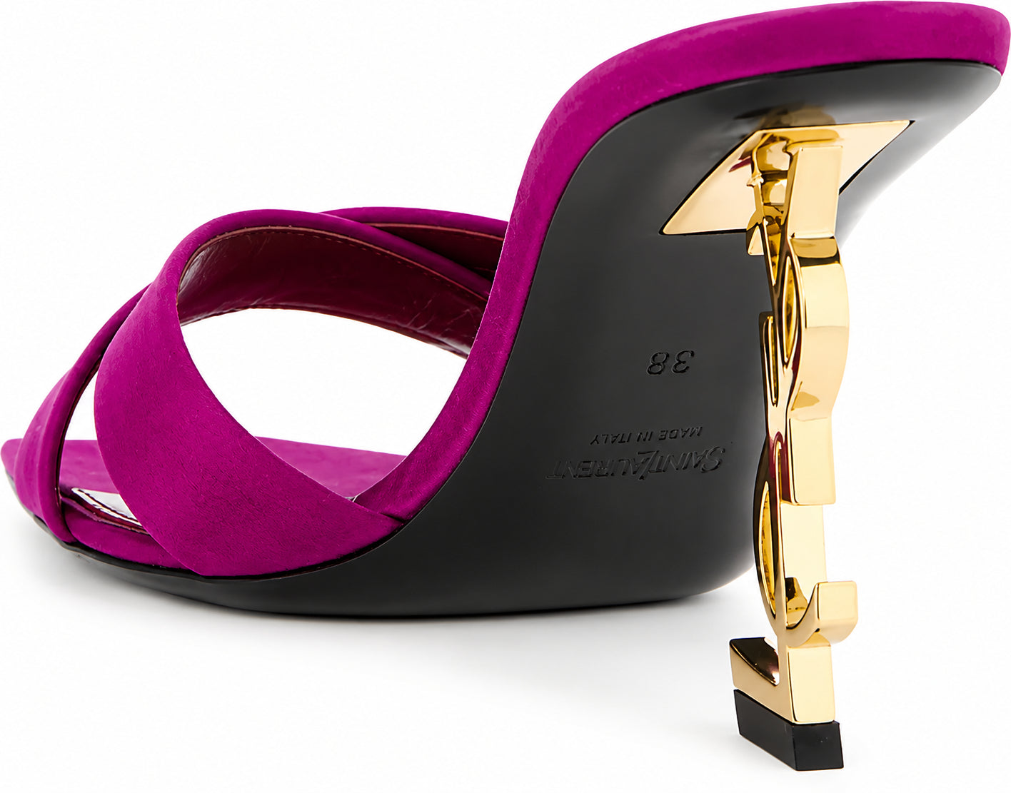 Authentic Saint Laurent Fuchsia Viscose Stiletto Heel Sandals.