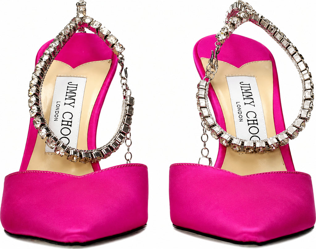 Authentic Jimmy Choo Pink Satin Stiletto Heel Sandals