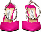 Authentic Jimmy Choo Pink Satin Stiletto Heel Sandals