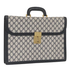 Preowned Authentic Gucci  Supreme Business Bag PVC Navy Gold