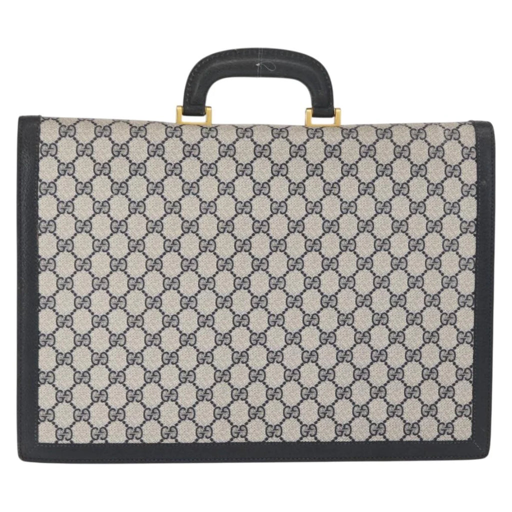 Preowned Authentic Gucci  Supreme Business Bag PVC Navy Gold