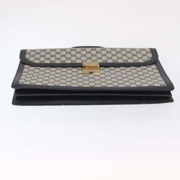 Preowned Authentic Gucci  Supreme Business Bag PVC Navy Gold