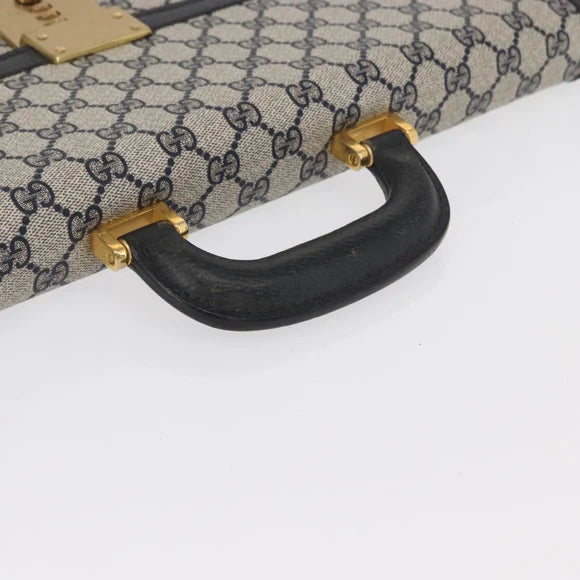 Preowned Authentic Gucci  Supreme Business Bag PVC Navy Gold