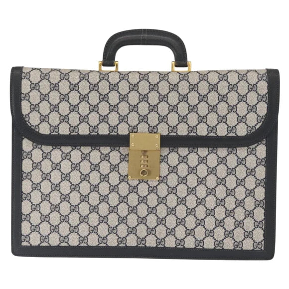 Preowned Authentic Gucci  Supreme Business Bag PVC Navy Gold