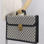 Preowned Authentic Gucci  Supreme Business Bag PVC Navy Gold
