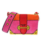 Preowned Authentic  Prada Cahier Crossbody Bag Printed Velvet