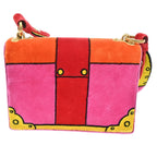 Preowned Authentic  Prada Cahier Crossbody Bag Printed Velvet