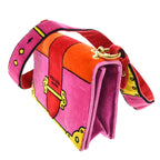 Preowned Authentic  Prada Cahier Crossbody Bag Printed Velvet