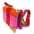Preowned Authentic  Prada Cahier Crossbody Bag Printed Velvet