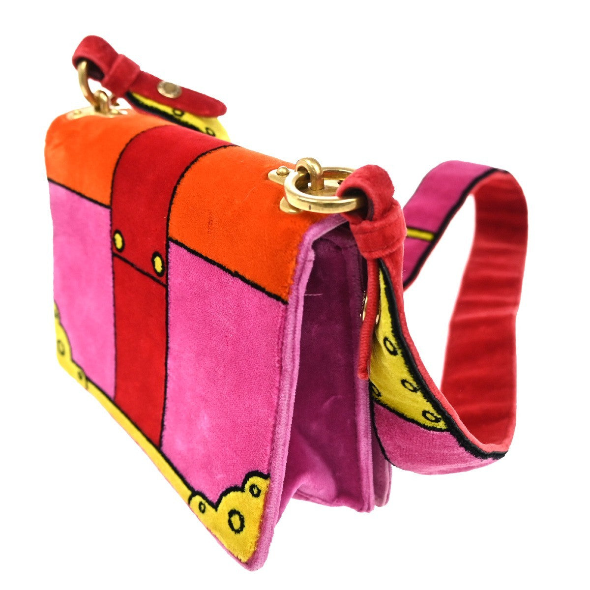 Preowned Authentic  Prada Cahier Crossbody Bag Printed Velvet