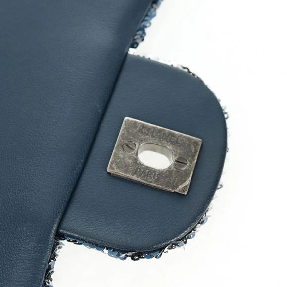 Authentic Preowned  Chanel Shoulder Bag Sequin Blue Silver CC Auth 138088SM