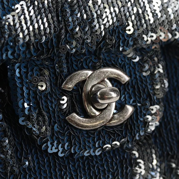 Authentic Preowned  Chanel Shoulder Bag Sequin Blue Silver CC Auth 138088SM