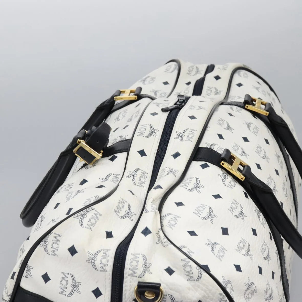 Preowned Authentic MCM Logogram Vicetos Boston Bag