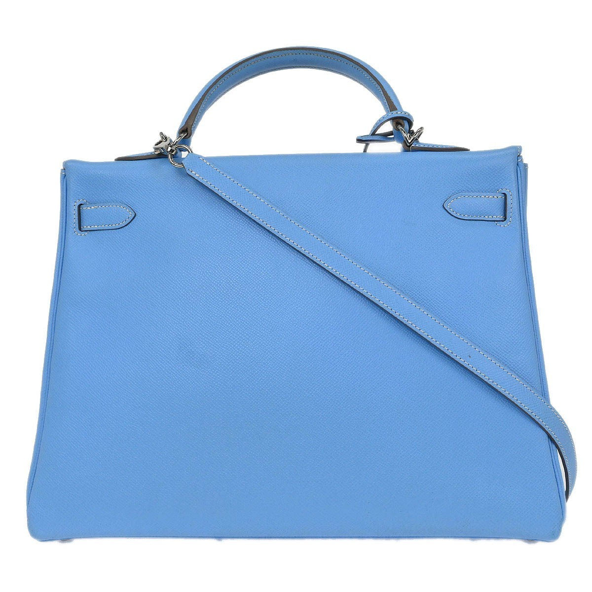Authentic Preowned Kelly Handbag in Blue Epsom Leather with Palladium Hardware Size 35