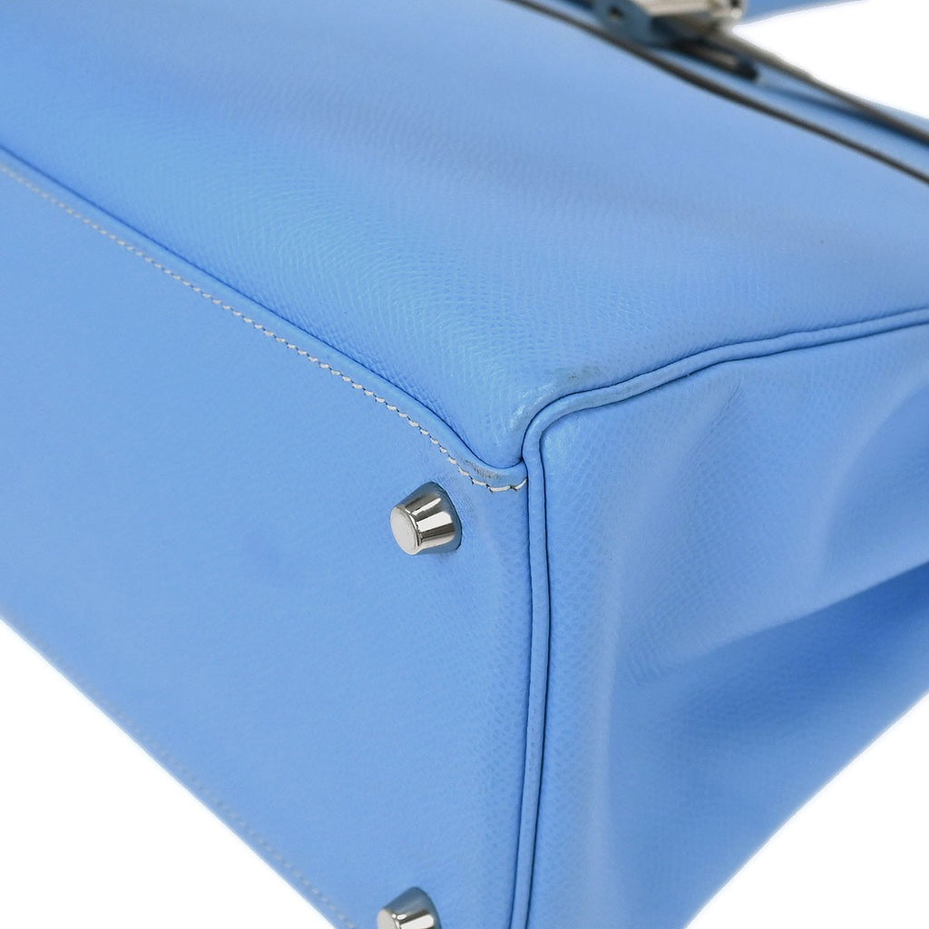 Authentic Preowned Kelly Handbag in Blue Epsom Leather with Palladium Hardware Size 35