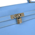 Authentic Preowned Kelly Handbag in Blue Epsom Leather with Palladium Hardware Size 35
