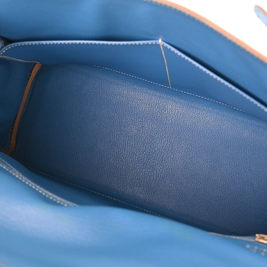 Authentic Preowned Kelly Handbag in Blue Epsom Leather with Palladium Hardware Size 35