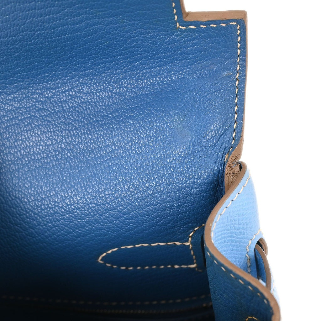 Authentic Preowned Kelly Handbag in Blue Epsom Leather with Palladium Hardware Size 35