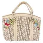 Preowned Authentic Christian Dior Trotter Canvas Hand Bag Ivory Silver Auth 179424A