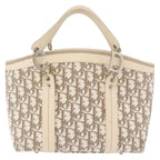 Preowned Authentic Christian Dior Trotter Canvas Hand Bag Ivory Silver Auth 179424A