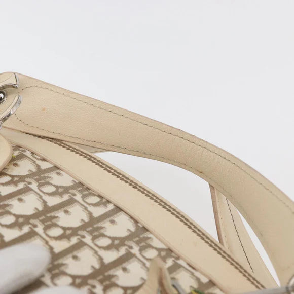 Preowned Authentic Christian Dior Trotter Canvas Hand Bag Ivory Silver Auth 179424A