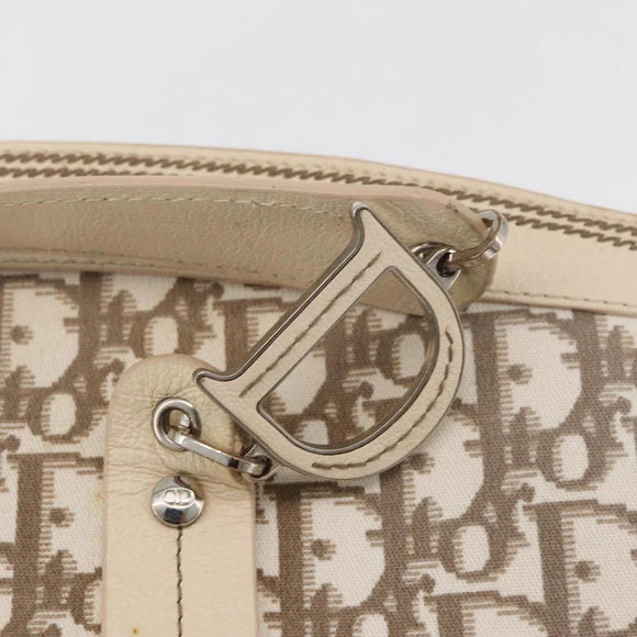 Preowned Authentic Christian Dior Trotter Canvas Hand Bag Ivory Silver Auth 179424A