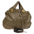 Preowned Authentic Gucci Crystal Hand Bag Coated Canvas 2way