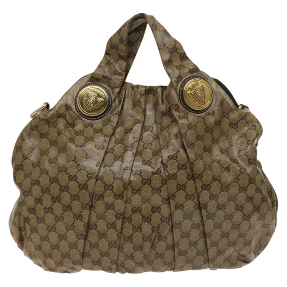 Preowned Authentic Gucci Crystal Hand Bag Coated Canvas 2way