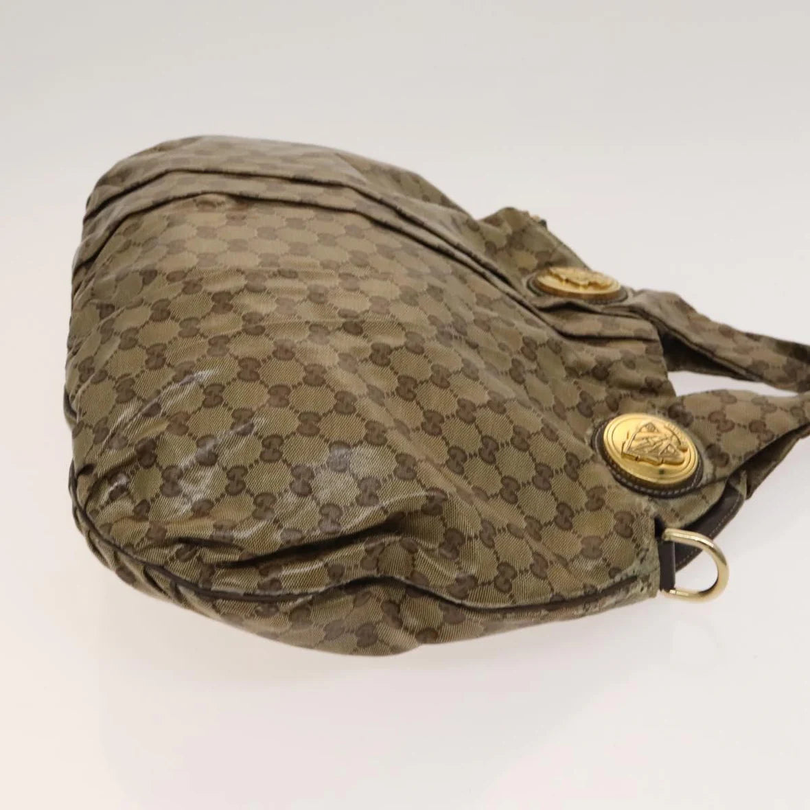 Preowned Authentic Gucci Crystal Hand Bag Coated Canvas 2way