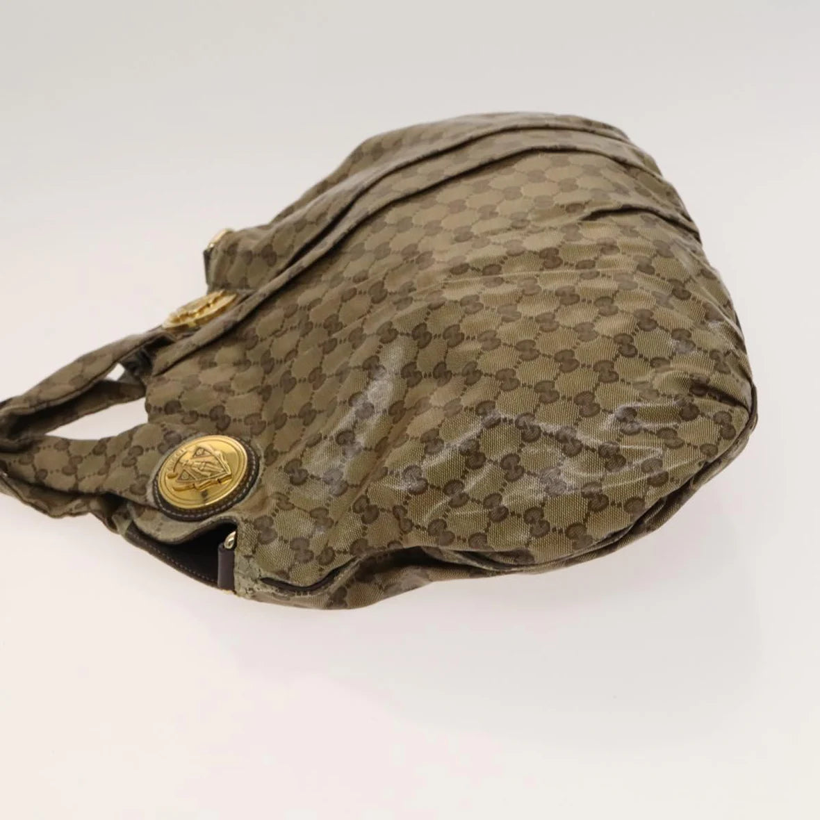 Preowned Authentic Gucci Crystal Hand Bag Coated Canvas 2way