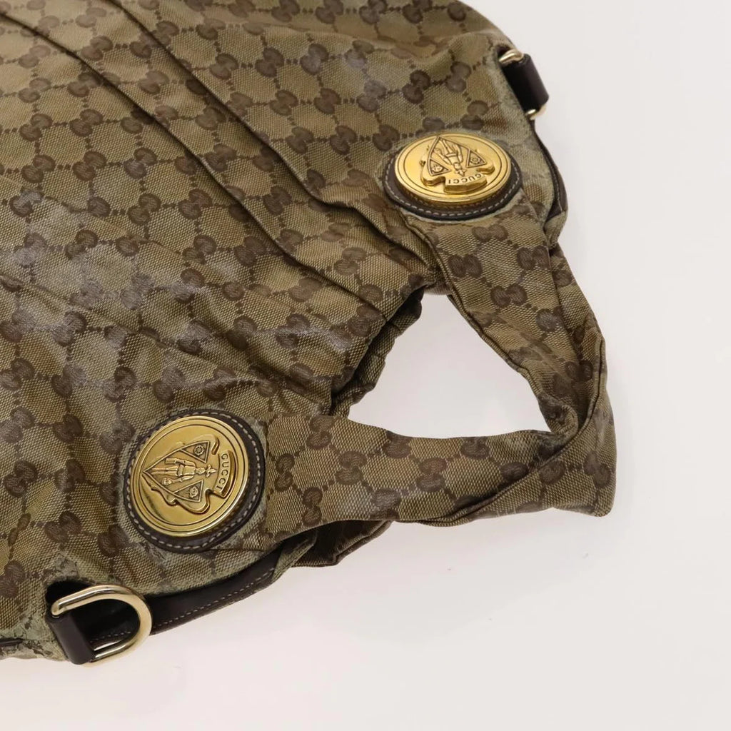 Preowned Authentic Gucci Crystal Hand Bag Coated Canvas 2way