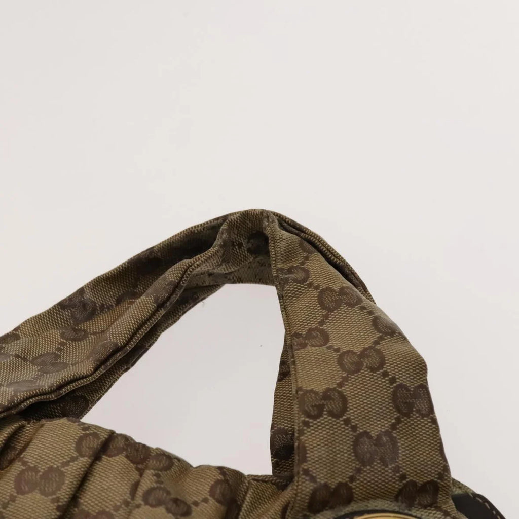 Preowned Authentic Gucci Crystal Hand Bag Coated Canvas 2way