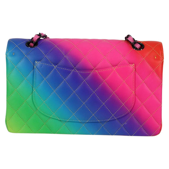 Authentic Preowned Chanel Matelasse Chain Shoulder Bag Lamb Skin Rainbow CC Auth 122426SM
