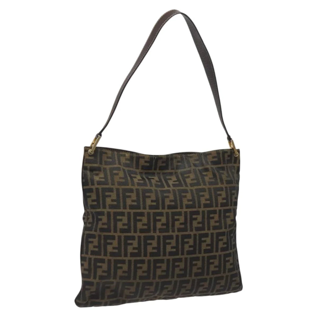 Preowned Authentic Fendi  Zucca Canvas Shoulder Bag