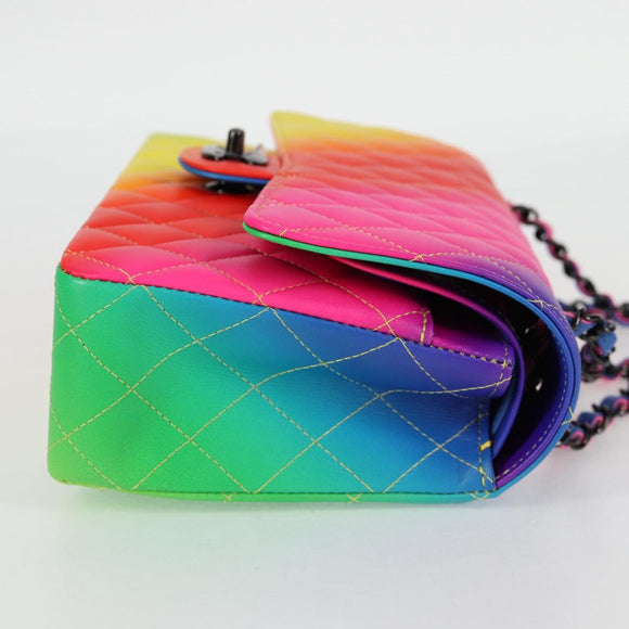 Authentic Preowned Chanel Matelasse Chain Shoulder Bag Lamb Skin Rainbow CC Auth 122426SM