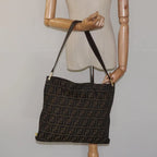 Preowned Authentic Fendi  Zucca Canvas Shoulder Bag