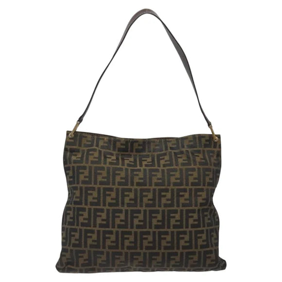 Preowned Authentic Fendi  Zucca Canvas Shoulder Bag