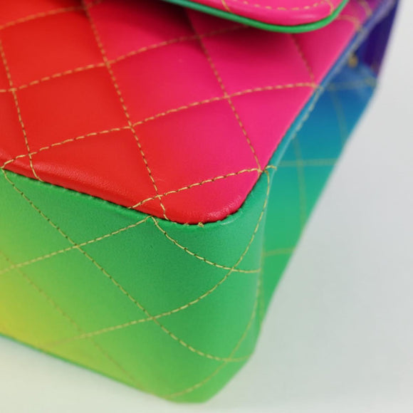 Authentic Preowned Chanel Matelasse Chain Shoulder Bag Lamb Skin Rainbow CC Auth 122426SM