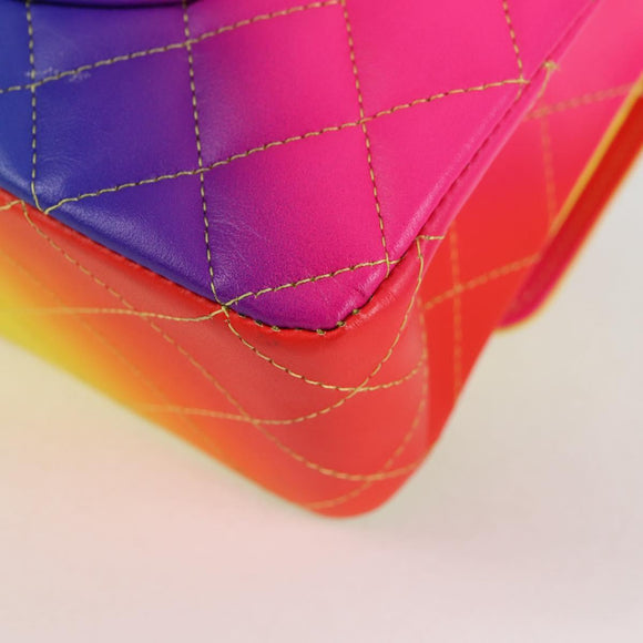 Authentic Preowned Chanel Matelasse Chain Shoulder Bag Lamb Skin Rainbow CC Auth 122426SM