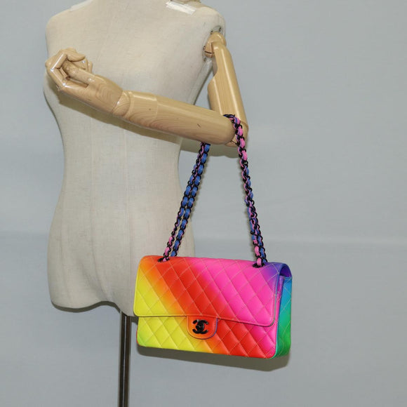 Authentic Preowned Chanel Matelasse Chain Shoulder Bag Lamb Skin Rainbow CC Auth 122426SM