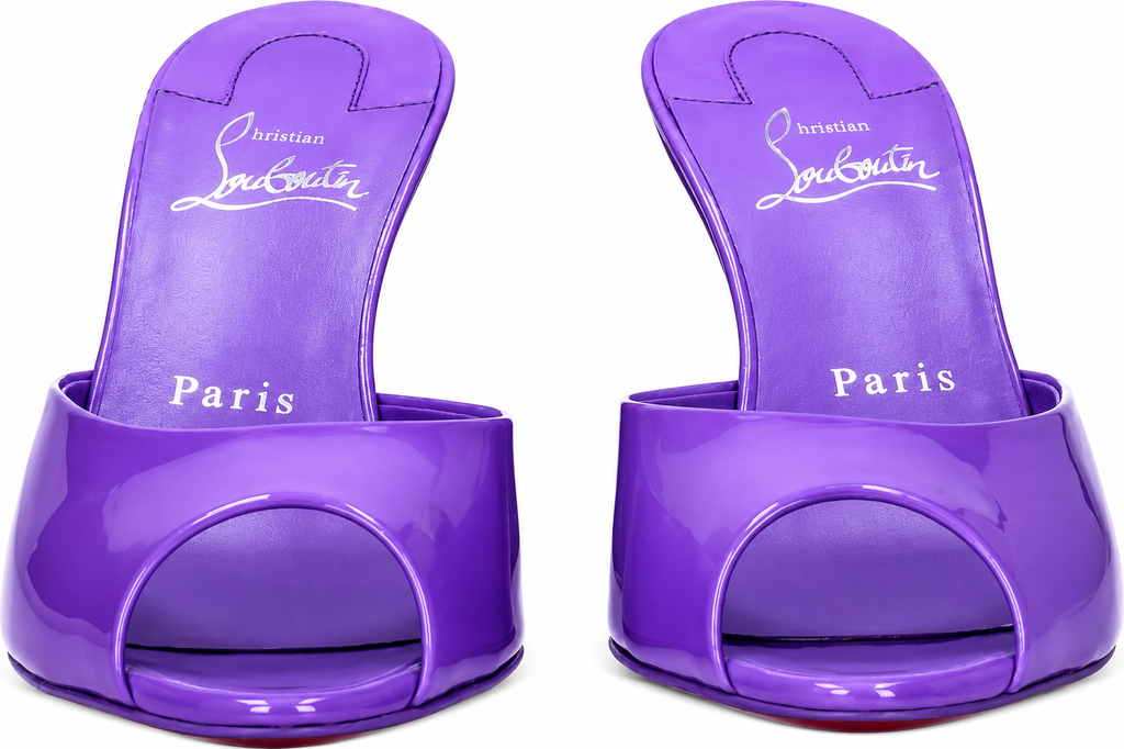 Authentic Christian Louboutin Purple Leather Wedge Sandals
