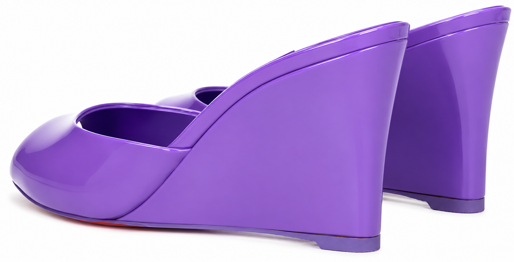 Authentic Christian Louboutin Purple Leather Wedge Sandals