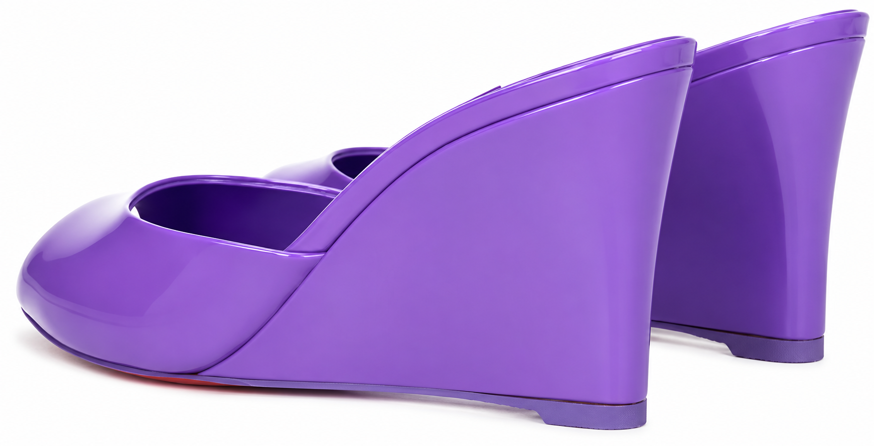 Authentic Christian Louboutin Purple Leather Wedge Sandals