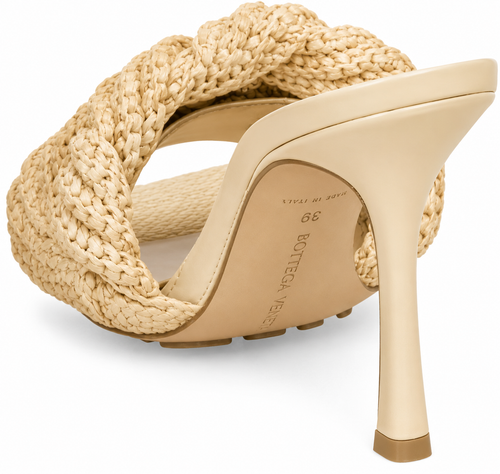 Authentic Bottega Veneta Beige Raffia Mules